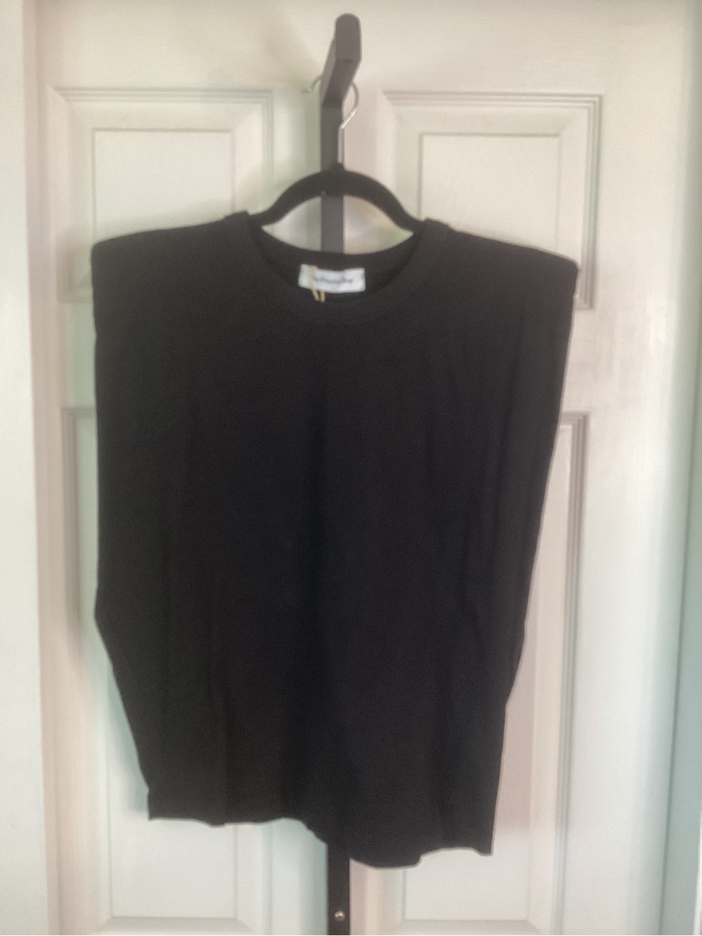 The Frankie Shop Black Short Sleeve Tee with Padded Shoulders, size Medium, NWT